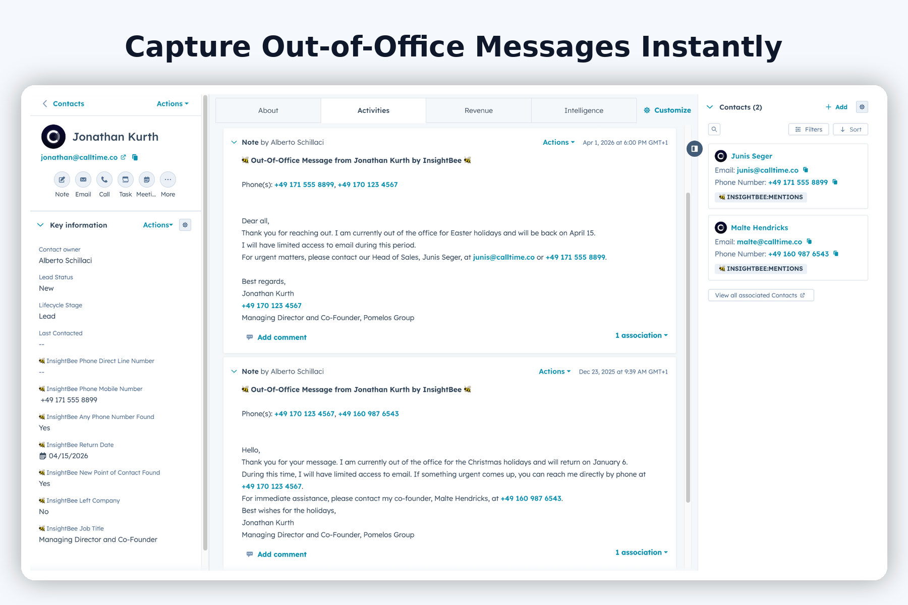 capture out-of-office messages